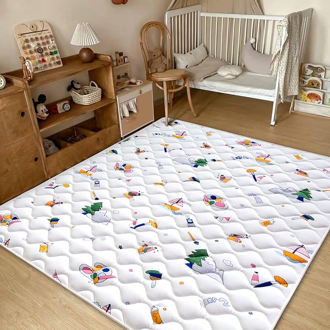 Baby Play Mat - 79" X 63",Premium Thicker Foam One-Piece Crawling Mat, Machine Washable, Extra Large Anti-Slip Activity Playmat for Babies, Toddlers & Infants