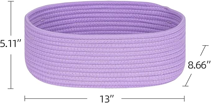 Baskets Bins for Shelf Storage Organizing/Cute Basket to Store and Organize Household Items/Woven Rope Basket for Living Room, Bedroom,Playroom,3 Packs Purple Basket
