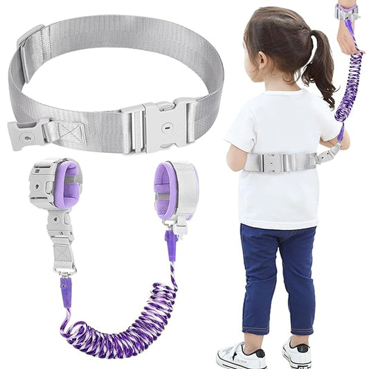 Accmor Toddler Leash with Reflective Baby Anti Lost Wrist Link, 2 in 1 Kids Walking Harnesses Belt Leashes with Key Lock for Girls Age 1-4, Keep Child Close Rope Tether for Outdoor Travel Purple