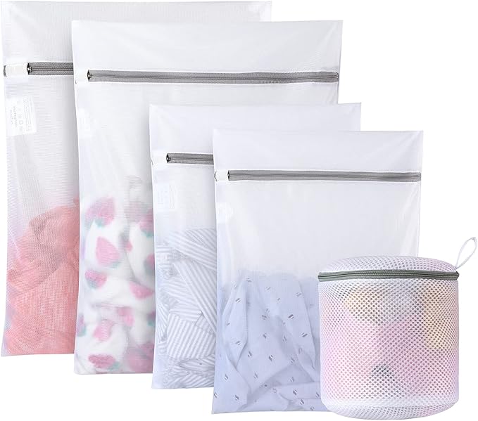 GOGOODA Laundry Mesh Wash Bags for Delicates (5 Set-2L, 2M, 1 Cylinder)