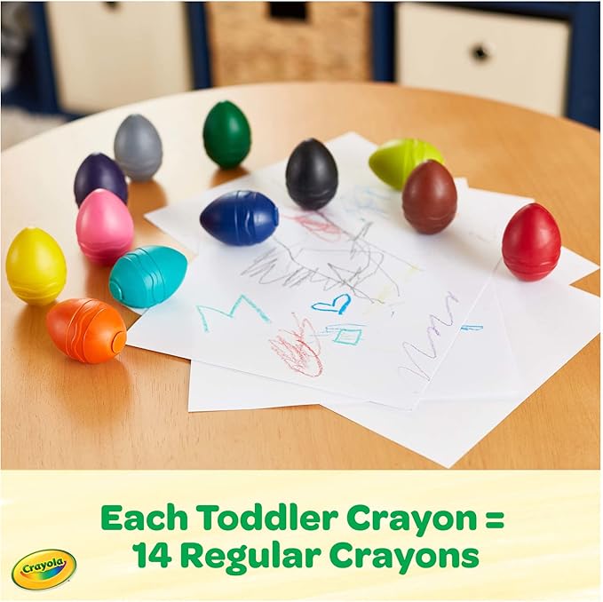 Crayola Large Egg Crayons (12ct), Jumbo Washable Crayons for Toddlers, Preschool Art Supplies for Toddlers, Classroom Must Have, Ages 1+