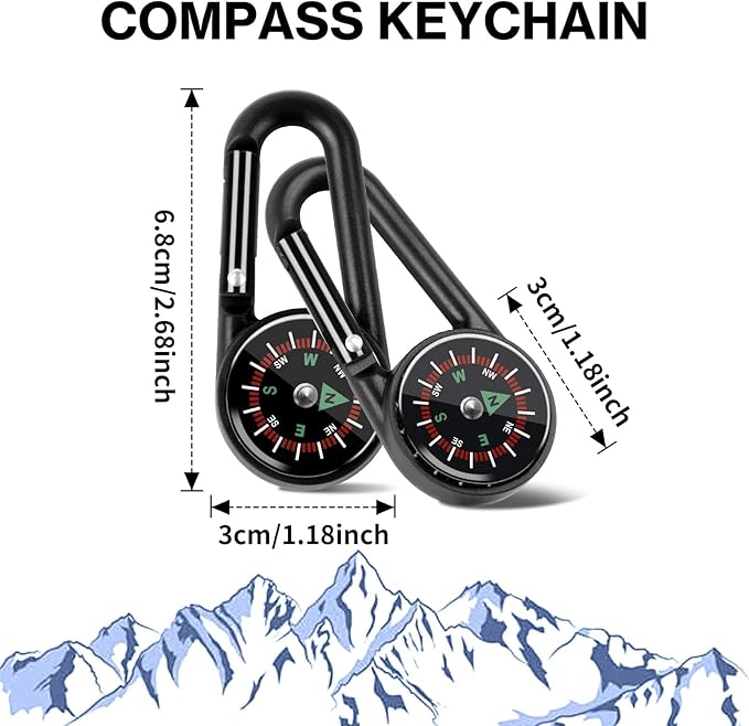 12 Pcs Mini Compass Keychain for Kids Bulk, Small Pocket Magnetic Compass Survival Hiking for Outdoor Survival Camping Party Backpacking Accessory