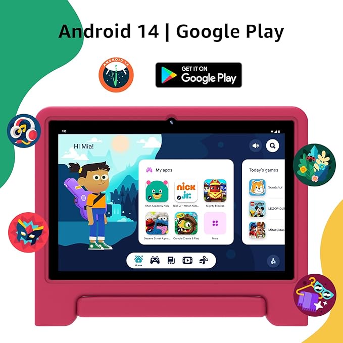 ApoloSign Kids Tablet 2025, 10.1 inch Tablet for Kids, Octa-core, 6 GB RAM, 64GB ROM Tablets for Toddlers with Parental Control, 8-hr Battery, Wi-Fi6, BT5.0, Droop-Proof Case (Pale Pink)