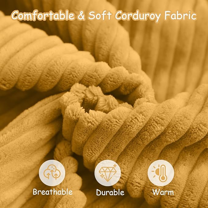 COMAX Kids Bean Bag Chair Turn into Beanbag Bed, Toddler Bean Chair Corduroy for Girl Boy Sleeping, Lazy Children Bean Bags with Filler, Convertible Child Floor Mattress, Yellow