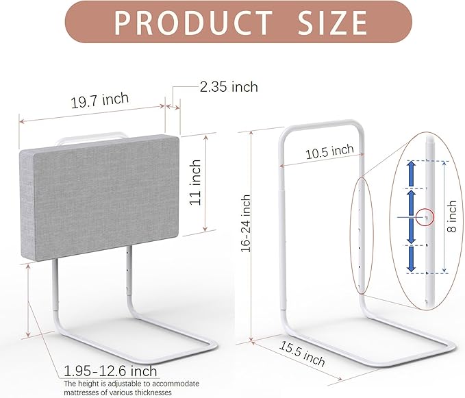 Bed Rail Guards for Toddlers, Adjustable Bed Rails with Safety, Bed Side Rails for Twin, Full, Queen Bunk Size (Grey, 1 Pack)