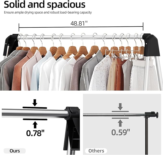 APEXCHASER Clothes Drying Rack Foldable, Stainless Steel Laundry Drying Rack Collapsible, Clothes Hanger for Sweater Baby Clothes Towel for Indoor & Outdoor, Portable Clothes Airer for Travel