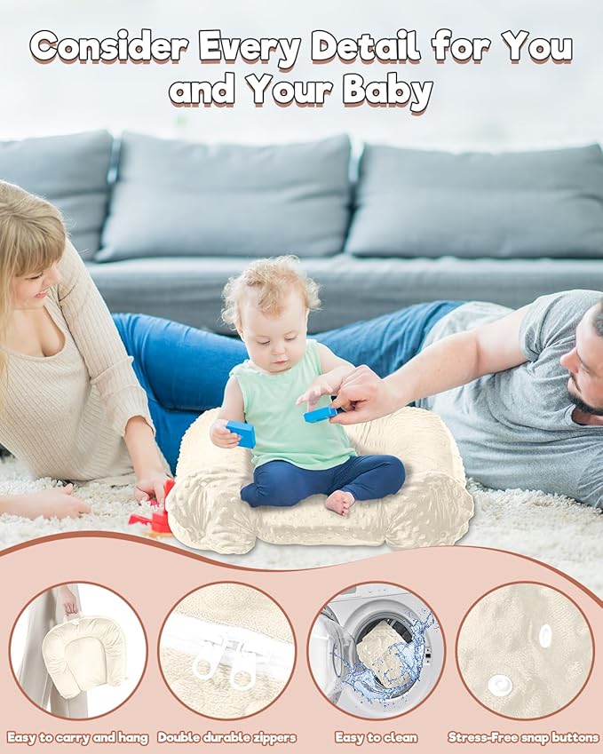 Baby Lounger Pillow 3-in-1 Infant Lounger Pillow for Newborn 0-24 Months, Portable Tummy Time Mat for Home and Travel, Breathable & Soft Baby Seat for Baby