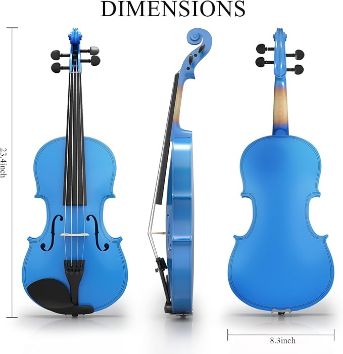 Beginner Violin 4/4, Full Size Violin for Adults, Teens, Student, Acoustic Fiddle Kit with Hard Case, Bow, Rosin, Bridge, Learners Age 12+ (Dark Blue)