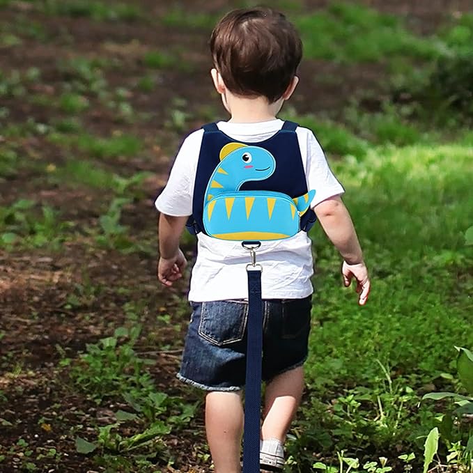 Accmor Toddler Harness with Leash, Cute Dinosaur Kids Leashes + Anti Lost Wrist Link, Children Walking Harnesses Tether Restraint Belt, Keep Child Close Hand Strap for Baby Boys Girls Outdoor Travel