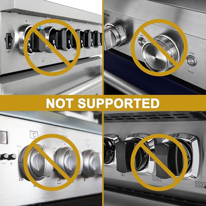 5-Pack Stove Knob Covers for Child Safety - Universal Size Gas Stove Knob Covers with Adhesive, Heat-Resistant Baby Proof Stove Knob Covers, Dual-Key Oven Knob Covers for Child Safety and Pet (Black)