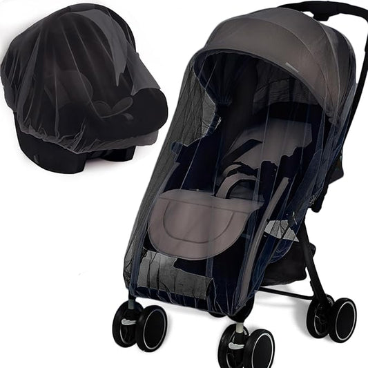 Mosquito Net for Stroller 2Pack - Protective Baby Stroller Mosquito Net - Perfect Bug Netting for Strollers, Bassinets, Cradles, Playards, Pack N Plays and Portable Mini Crib (Black)