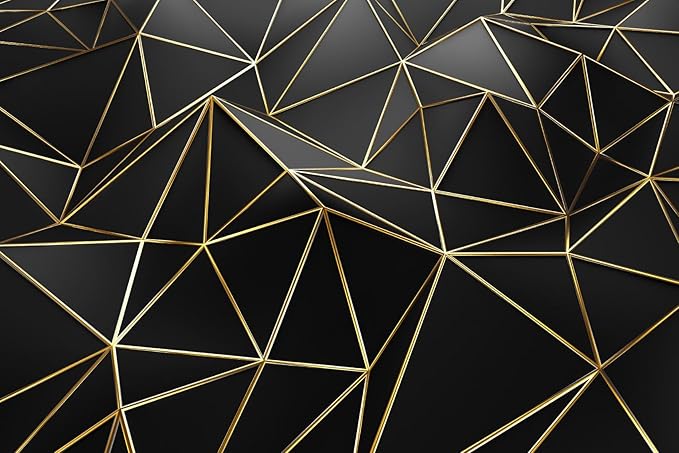 Black Geometric 3D Mural Wallpaper for Bedroom Living Room TV Background Home Decorations(Not Self-Adhesive)