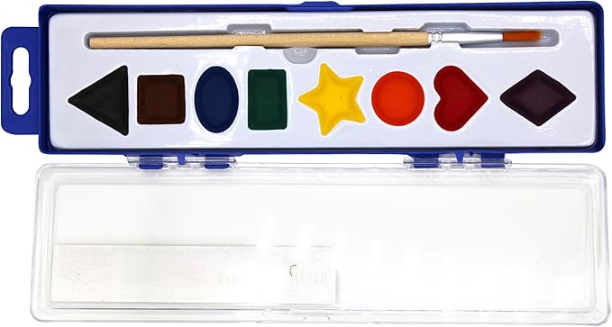 Color Swell Bulk Watercolor Paint Set – 4-Pack with 8 Washable Colors & Shape Learning Tools – Includes Strong Wood Brushes for Kids
