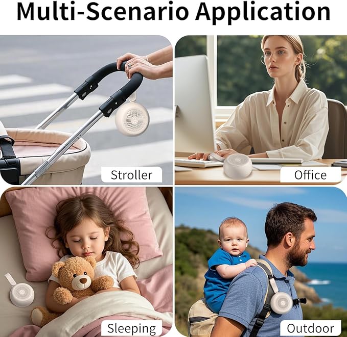 Easysleep White Noise Sound Machine Portable Sleep Machine for Baby Adult with 30 Soothing Sounds 12 Night Light Colors 4 Timer Memory Function Rechargeable Noise Machines for Sleeping, Office