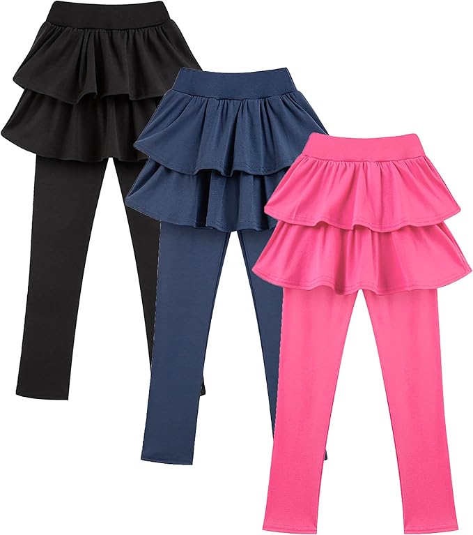 Girls School Uniform Pants Leggings with Skirts Stretch Warm Jegging 4-12 Years