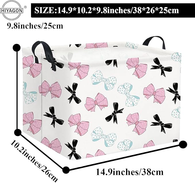 HIYAGON Rectangular Bowknot Basket Kids Baby Storage Basket Toy Storage Bin Organizer Box Room Decor(Bowknot)