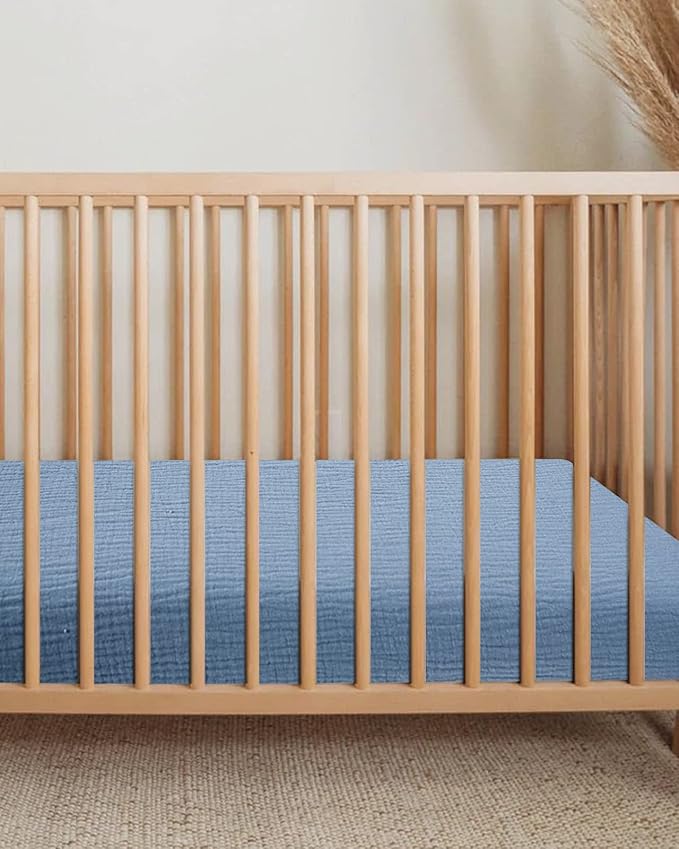 Bassinet Sheet for Baby Boy and Girl, Fitted Sheets for Rectangle, Oval, Hourglass Bassinet Mattress, Muslin Moses Basket Sheets with Neutral Style (Costume Blue)