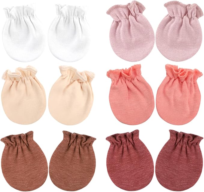 BQUBO Newborn Infant Toddler Mittens No Scratch Cotton Elastic Wrist Gloves Hypoallergenic for 0-6 Months Baby Boys Girls