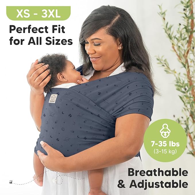 KeaBabies Baby Wrap Carrier - All in 1 Original Baby Carrier Newborn to Toddler Sling, Easy to Wear, Hands Free Bonding, Lightweight, Breathable Infant Wraps (Planets)