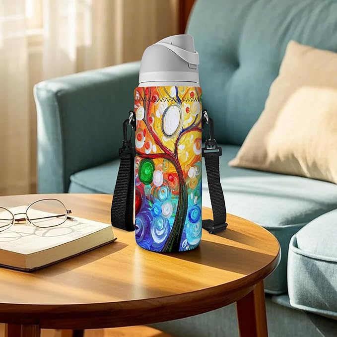 AUPET Water Bottle Sling Bag Carrier Crossbody Sleeve,Insulated Neoprene Bottle Case Holder Pouch Cover 500ML/17oz with Shoulder Strap for Walking Women Men