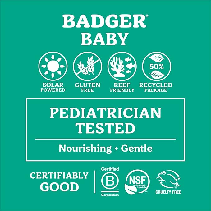 Badger Mineral Baby Sunscreen Cream SPF 40, 98% Organic Toddler Sunscreen with Zinc Oxide, Broad Spectrum, Reef Safe, Water Resistant, Pediatrician Tested Baby Sunblock for Sensitive Skin, 2.9 fl oz