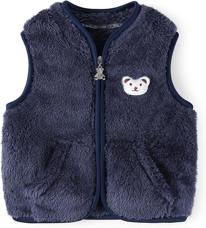 Baby Boys Girls Fleece Vest Zip Up Cute Bear Jackets Fuzzy Fall Winter Warm Clothes Newborn Outwear for Toddler Infant