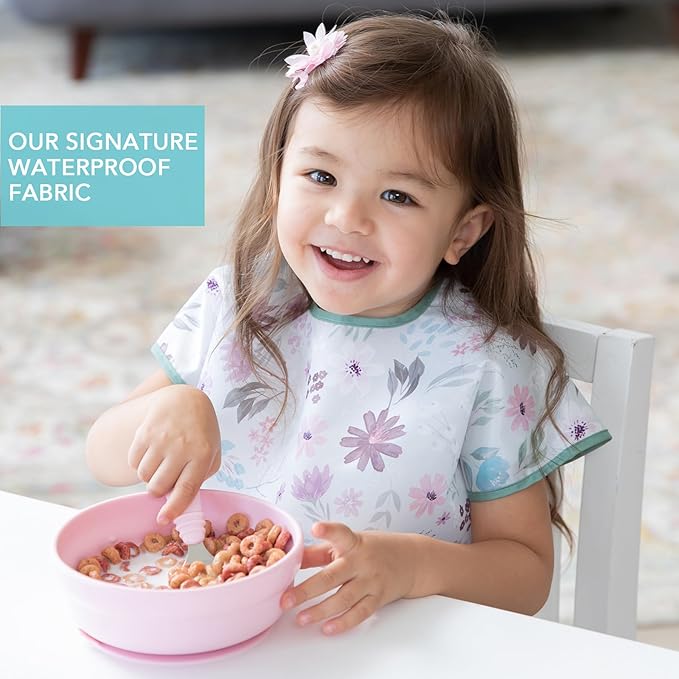 Bumkins Bibs - Toddler Bibs, Waterproof, Large for 1-3 Years, Short Sleeve