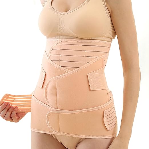 3 in 1 Postpartum Belly Band (Beige), Post Partum Waist Binder, Posture Correction Abdominal Binder, Belly Band Postpartum Belly Wrap, Postpartum Belly Wrap (For waistline 29"-37", L)