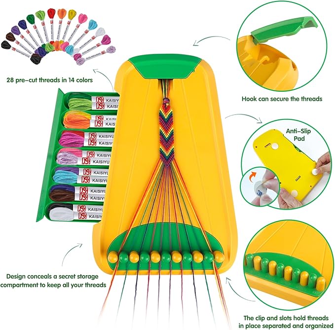 Arts and Crafts for Kids Ages 8-12,Friendship Bracelet Making Kit for Girl,Kids Jewelry Making Kit with 28 Pre-Cut Threads,Christmas Birthday Gifts for Ages 6 7 8 9 10 11 12 Year Old Green