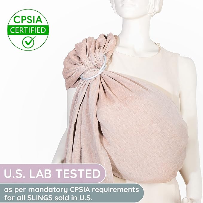 Baby Ring Sling – Breathable 100% Cotton Wrap for Infant Support, Baby Sling Carrier – Adjustable Muslin Fabric, Sunset Rose Baby Sling Wrap - Soft Chest Hold for Travel