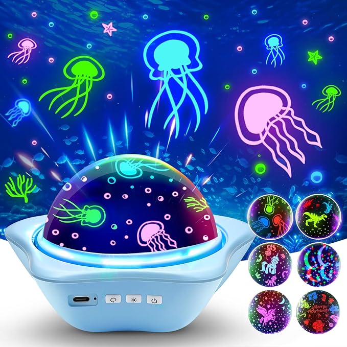 Jellyfish Baby Night Light Projector, Dinosaur+Jellyfish+Unicorn Night Light Projector, 96 Projection Options+USB Rechargeable Baby Sleeping Toys Baby Gifts,Jellyfish Lamp Baby Toys Baby Gifts Newborn