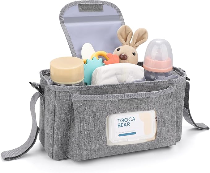 Accmor Universal Stroller Organizer with Insulated Cup Holder and Shoulder Strap, Stroller Bag Caddy Organizer Stroller Accessories for Uppababy, Baby Jogger, Nuna, Doona, Britax Strollers