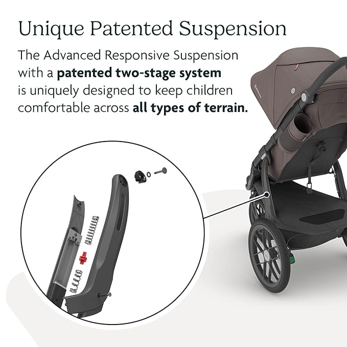 UPPAbaby Ridge Jogging Stroller/Durable Performance Jogger with Never-Flat Tires/Built for Walking, Running, Hiking/Water Bottle Holder and Basket Cover Included/Theo (Dark Taupe/Carbon Frame)