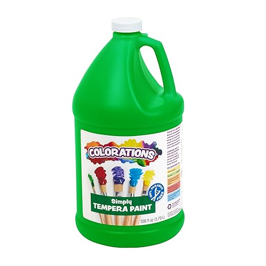 Colorations Paraben-Free Tempera Paint for Kids - 1 Gallon, Vibrant Green. Non-Toxic and Made in the USA, Classroom Must Haves, Bulk Arts and Crafts Supplies
