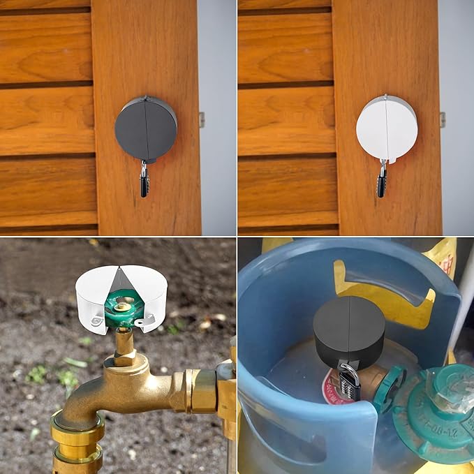 2 Pack Door Knob Lockout Device with Padlock,Temporary Door Handle Lock Cover for Dementia Patients/Child Proof, Outdoor Water Faucet Lock Cover - Black