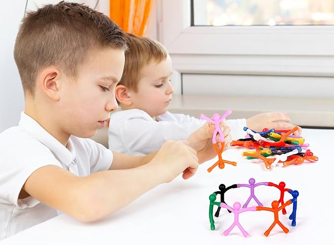 60 Pcs Multicolor Silicone & PVC Magnetic Toys-Men, Playful Kids Travel Toys & Office Decorative Magnets