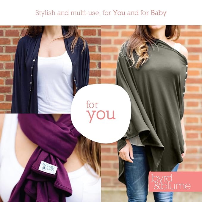 Byrd & Blume Maternity Nursing Cover Breathable Lightweight Breastfeeding Cover Wrap Shawl Scarf Poncho Full 360 (Olive, One size)