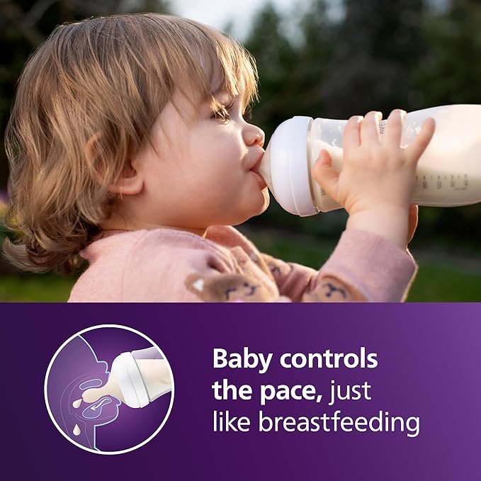 Philips Avent Natural Baby Bottles with Natural Response Nipples (Fast Flow, Flow 4), 11oz, 4-Pack, SCY906/04