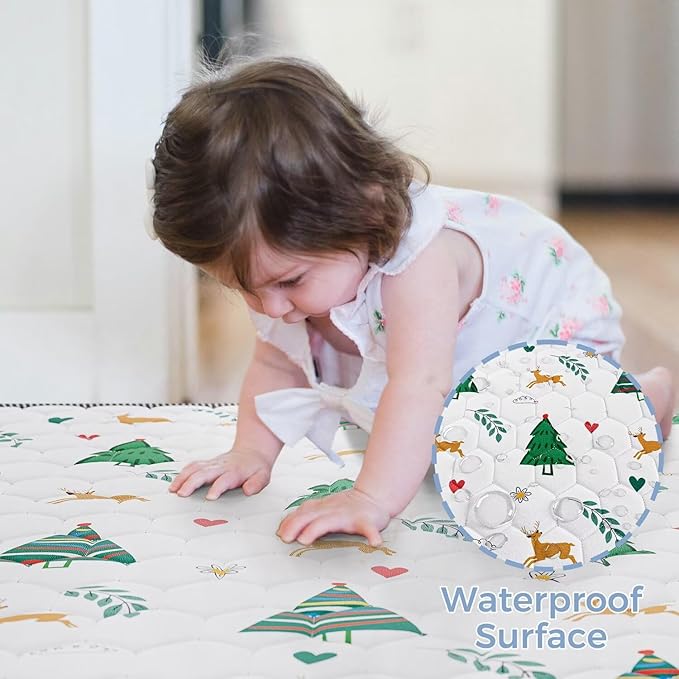 Baby Play Mat 50" X 50" Playpen Mat Thicken One-Piece Baby Crawling Mat Non-Slip Cushioned Baby Floor Play Mat Activity Playmats for Babies and Toddlers Infants Play & Tummy Time (50x50, Tree)