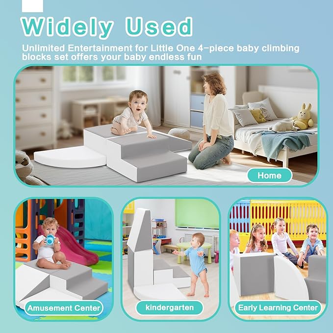 Foam Blocks Climbing for Kids: Toddler Toys for Indoor and Outdoor Fun - Soft PU Leather Play Structure for Crawling and Sliding - Ideal for Playhouse and Play Gym Activities