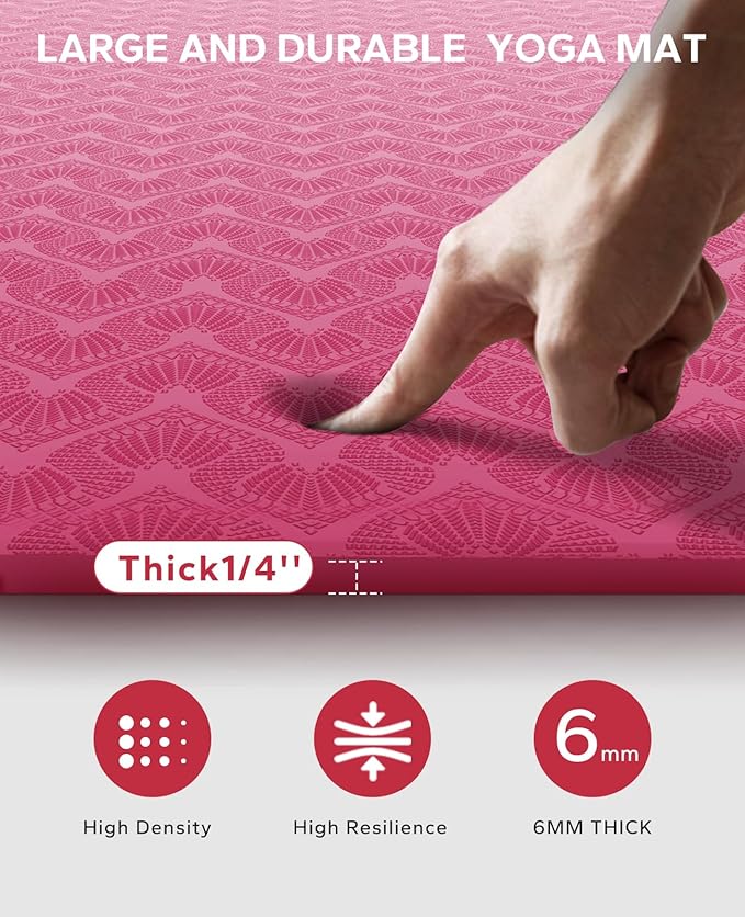 HAPBEAR Extra Large Yoga Mat - 72"x48"/78"x54", 1/4" & 1/3" Thick, Non-Slip, Durable, Eco-Friendly, Wide Exercise Mat for Home Workouts, Yoga, Pilates, Stretching, Meditation (Barefoot Exercise)