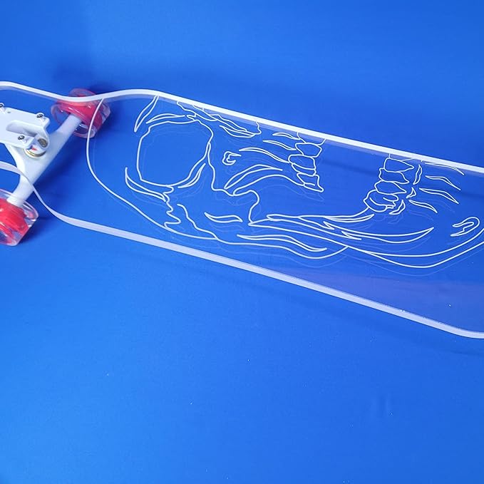 Clear Longboard Skateboard - Transparent Acrylic Long Boards with Light-Up LED Wheels for Smooth Rides - Ride The Streets in Style with Longboard Built for Beginners & Pros Alike