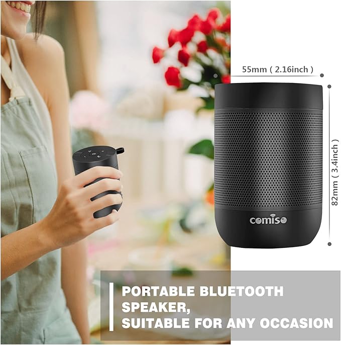 Bluetooth Speaker,5.3 Bluetooth Speakers Wireless,TWS Stereo Pairing,Built in Mic,360 HDSound,IP65 Waterproof Speaker,Support TF Card, for Home/Party/Outdoor/Beach, Gift for Men/Women-Black