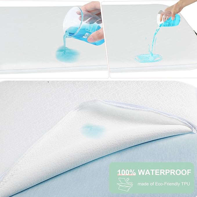 ANGELBLISS Bassinet Mattress Topper, Gel Memory Foam Mattress with Removable Cover Fit for AMKE Bassinet (35" x 20"), Bellababy, Evolur Stellar and Yamesmile Bassinets, Waterproof Soft Mattress
