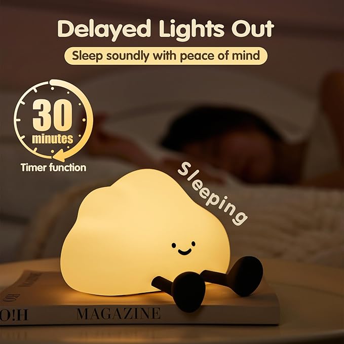 Cloud Night Light for Kids, Adorable Touch Night Lamp Silicone Dimmable LED Nightlight for Nursery Rechargeable Bedside Night Lights for Bedrooms Breastfeeding