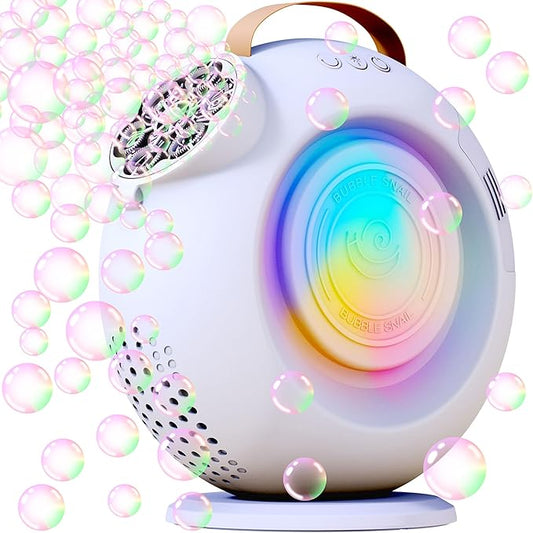 Bubble Machine, Automatic Bubble Maker Rechargeable, 15000+ Big Bubbles per Min, Colorful LED Lights, 90° 360° Rotatable Portable Electric Bubbles Toy for Kids Toddlers, Outdoor Wedding Party Gifts