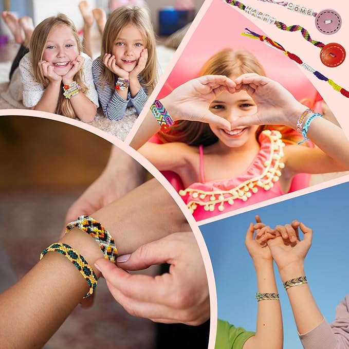 Friendship Bracelet Making Kit for Girls, Arts and Crafts Bracelets String Maker Kit for Kids Ages 8-12 Christmas Birthday Gifts