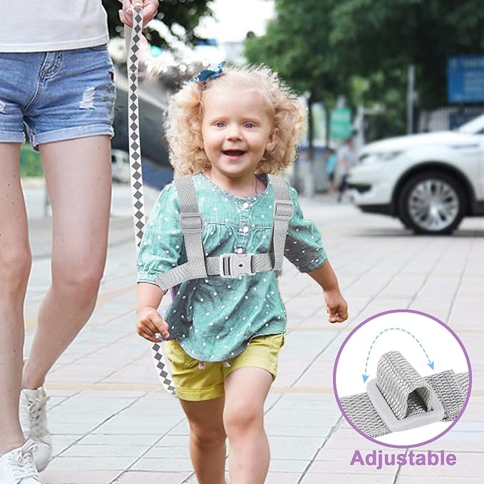 Accmor Toddler Harness Leash, Cute Deer Kids Harness + Anti Lost Wrist Link, Collapsible Child Leash for Outdoor Travel, Portable Baby Walking Harness Protector Wristband Strap for Baby Girls