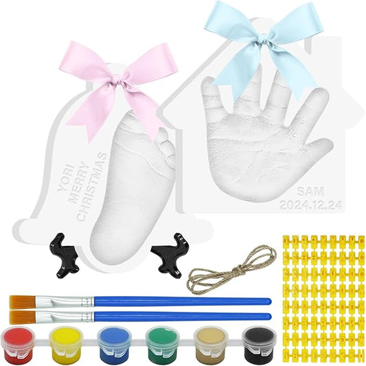 Baby Handprint Footprint Keepsake Ornament Kit, Personalized Baby Foot Printing Kit for Newborn Clay Impression Handmade DIY Imagination to Create
