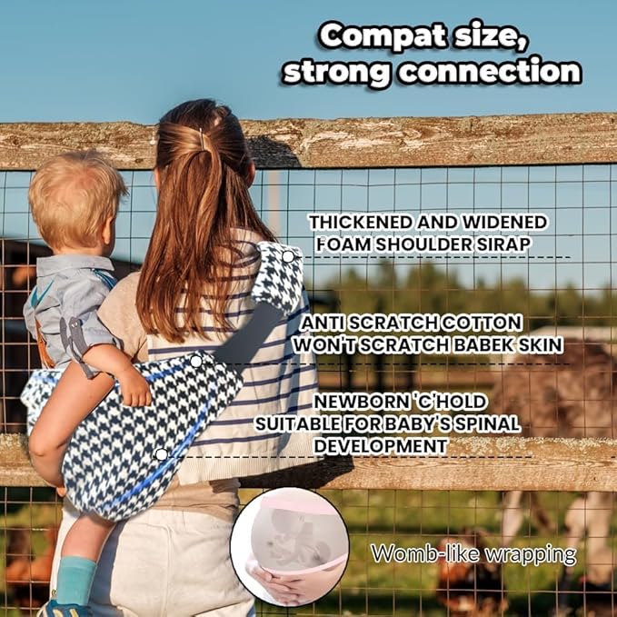 Baby Sling Carrier Adjustable Baby Sling 2025 Upgraded Toddler Sling Comfortable Baby Wrap Carriers Ergonomic-Designed, Travel Friendly Carrying 10-45 Lbs Blackwhite